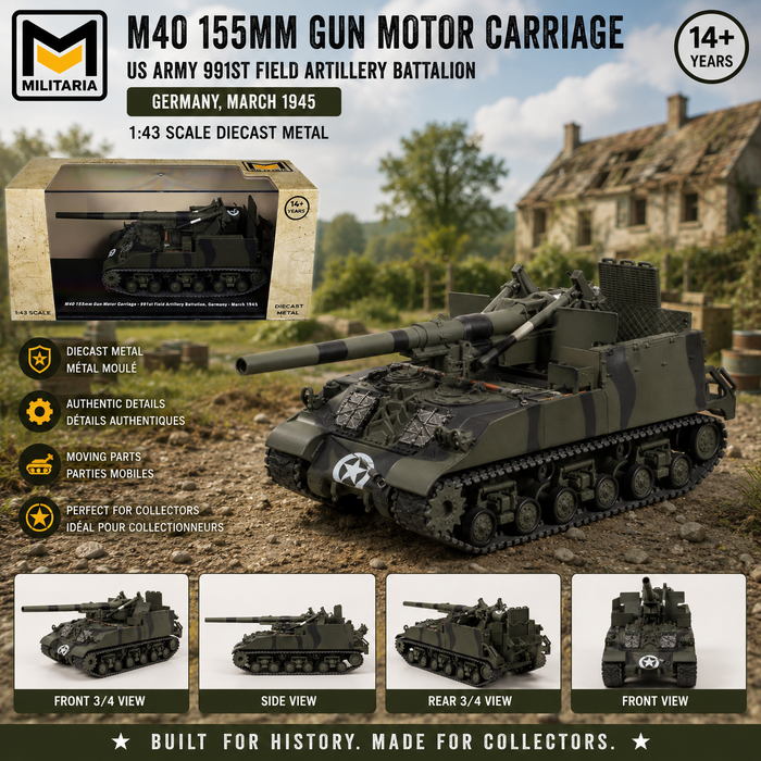 (Web only) M40 155mm Gun Motor / US Army 991st Field Artillery Btn, Germany, 1945 / AFV 1:43 24220-45