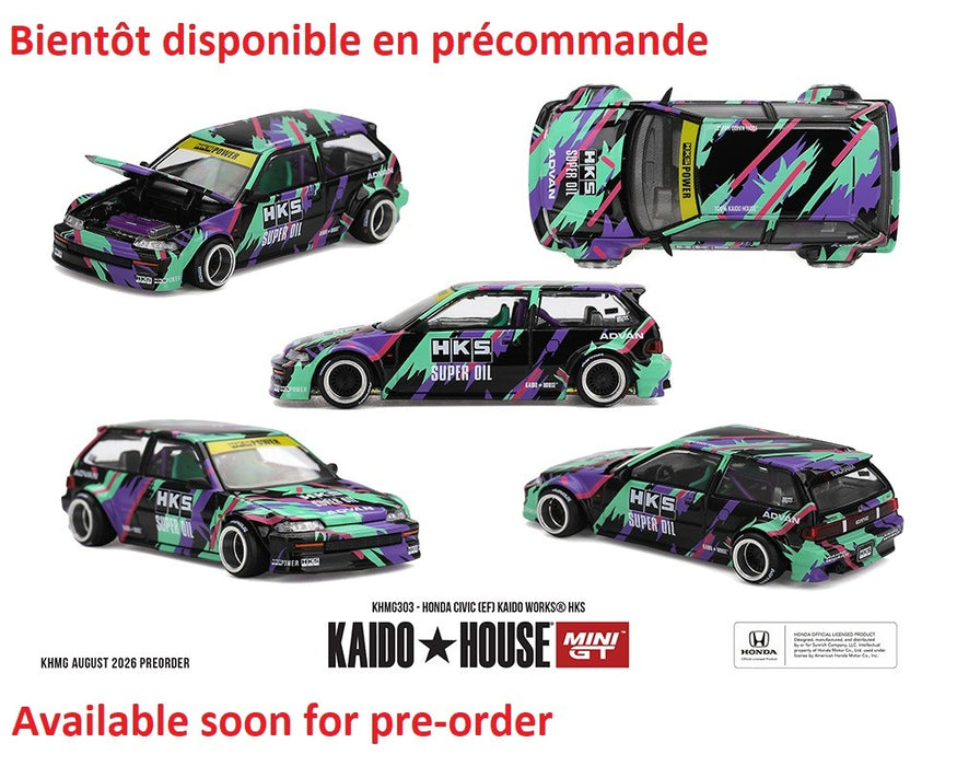 Honda Civic (EF) Kaido Works HKS - Mini GT & Kaido★House 1/64 - KHMG303 Passion Diecast