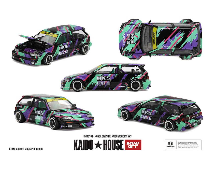 Honda Civic (EF) Kaido Works HKS - Mini GT & Kaido★House 1/64 - KHMG303 Passion Diecast