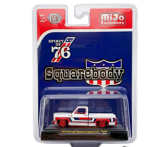 CHASE CAR 1976 Chevrolet Silverado Bonanza-10 SPIRIT OF 76 Squarebody USA - Blanc - M2 Machine - 1:64 - 31500-MJS97GR