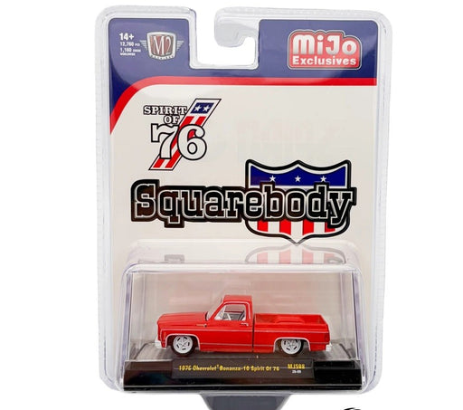 CHASE CAR 1976 Chevrolet Silverado Bonanza-10 SPIRIT OF 76 Squarebody USA - Red - M2 Machine - 1:64 - 31500-MJS98GR