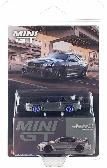 CHASE CAR Nissan Skyline GT-R Gris Métal Foncé (Version NISMO BNR34 CRS) - Mini GT - 1:64 - MGT01160GR Passion Diecast