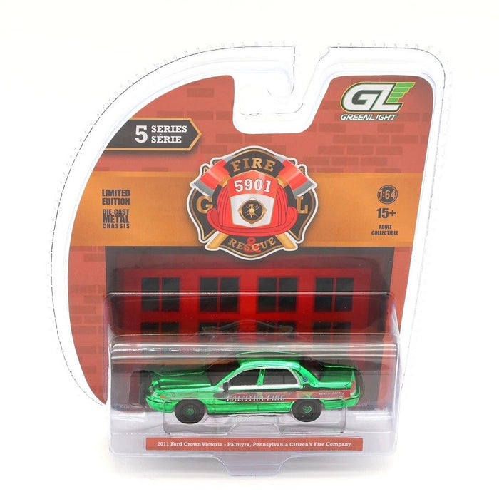 CHASE CAR 2011 Ford Crown Victoria - Palmyra, Pennsylvania Fire Department - Fire Rescue Series 5 - 1/64 Greenlight - 67070 AGR
