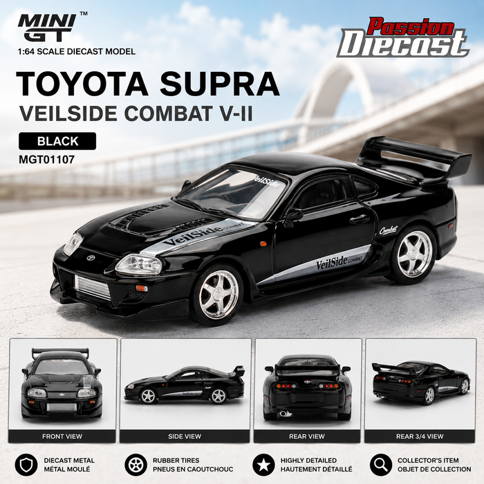 Toyota Supra VeilSide Combat V-II - Black - Mini GT - 1:64 - MGT01107 Passion Diecast