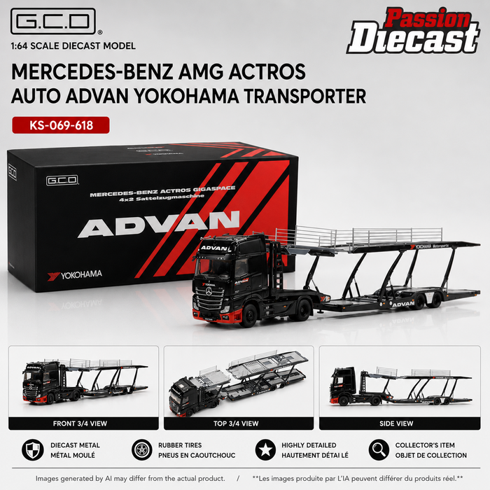 Mercedes-Benz AMG Actros Auto ADVAN Yokohama Transporteur - GCD - 1:64 - KS-069-618 Passion Diecast