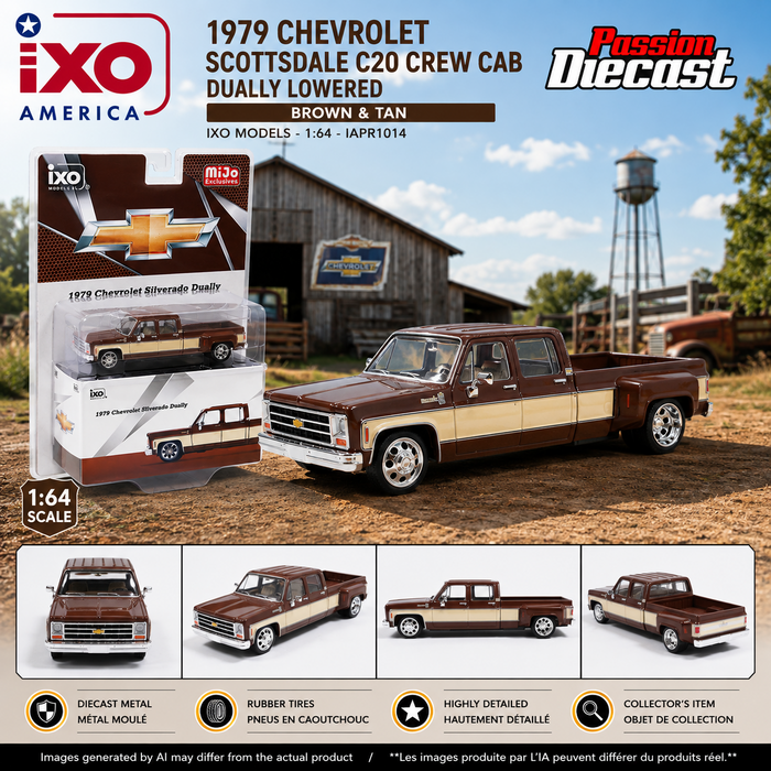 1979 Chevrolet Scottsdale C20 Crew Cab - Dually Lowered - Brown & Tan - Mijo Exclusif - IXO Models - 1:64 - IAPR1014