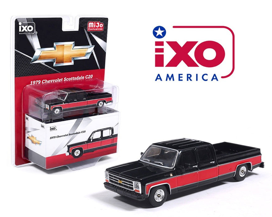 1979 Chevrolet Scottsdale C20 Crew Cab - Black w/ Red two Tone - Mijo Exclusives - IXO Models - 1:64 - IAPR1015 Passion Diecast