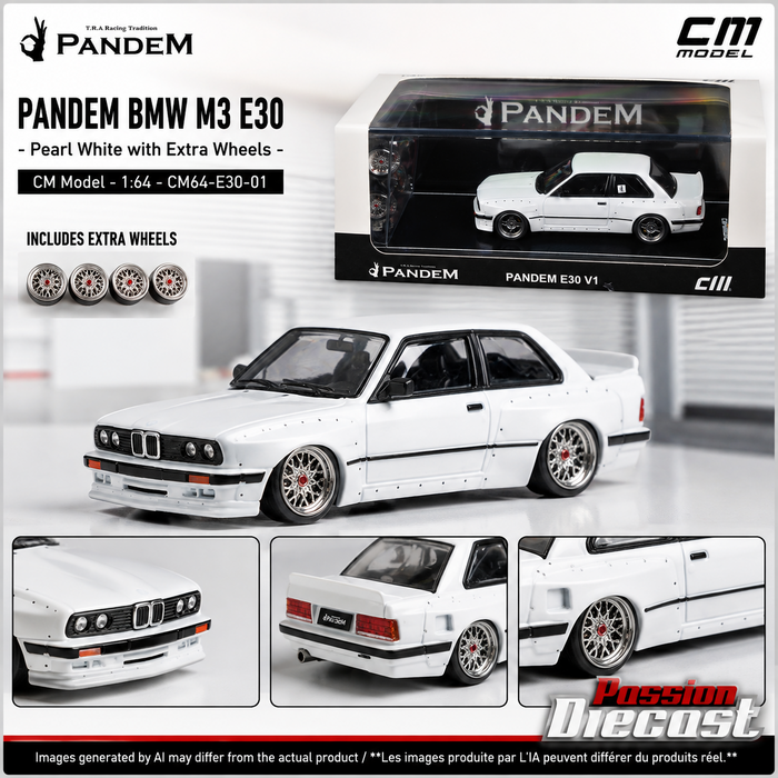 Pandem BMW M3 E30 - Pearl White - CM Model - 1:64 - CM64-E30-01 Passion Diecast