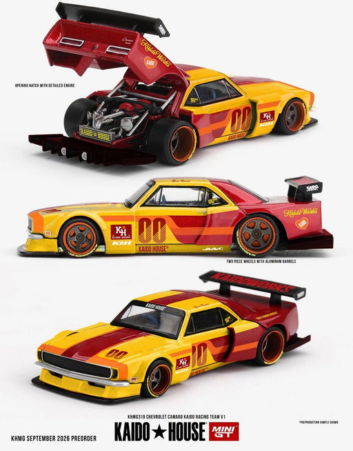 Chevrolet Camaro Kaido Racing Team V1 - Rouge et jaune bicolore - Mini GT & Kaido★House 1/64 - KHMG319 Passion Diecast