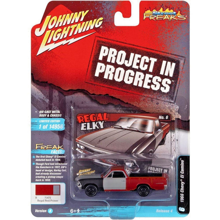 1966 Chevrolet El Camino in Regal Red Flat with Primer and Rust - Johnny Lightning 1/64 - JLSP212 A Passion Diecast