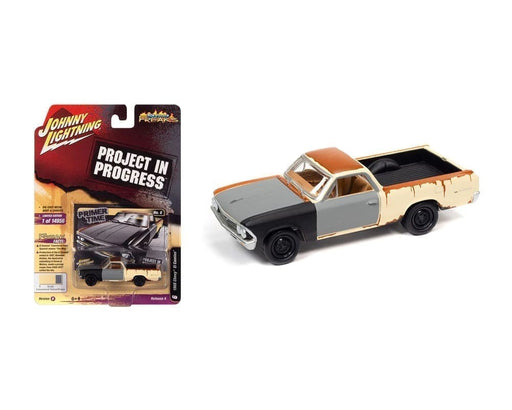 1966 Chevrolet El Camino in Lemonwood Yellow Gloss with Primer & Rust - Johnny Lightning 1/64 - JLSP212 B Passion Diecast