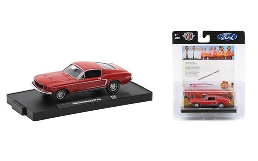 (Web Only) 1968 Ford Mustang GT 390 Candy Apple Red with White Stripes.e - Auto-Drivers R 75 - M2 Machines 1:64 - 11228-75 D