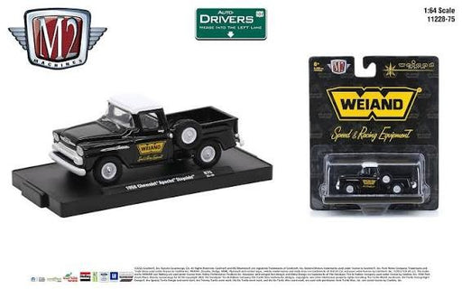 (Web Only) 1958 Chevrolet Apache Pickup Truck "Weiand" Black with White Top. - Auto-Drivers R 75 - M2  1:64 - 11228-75 E