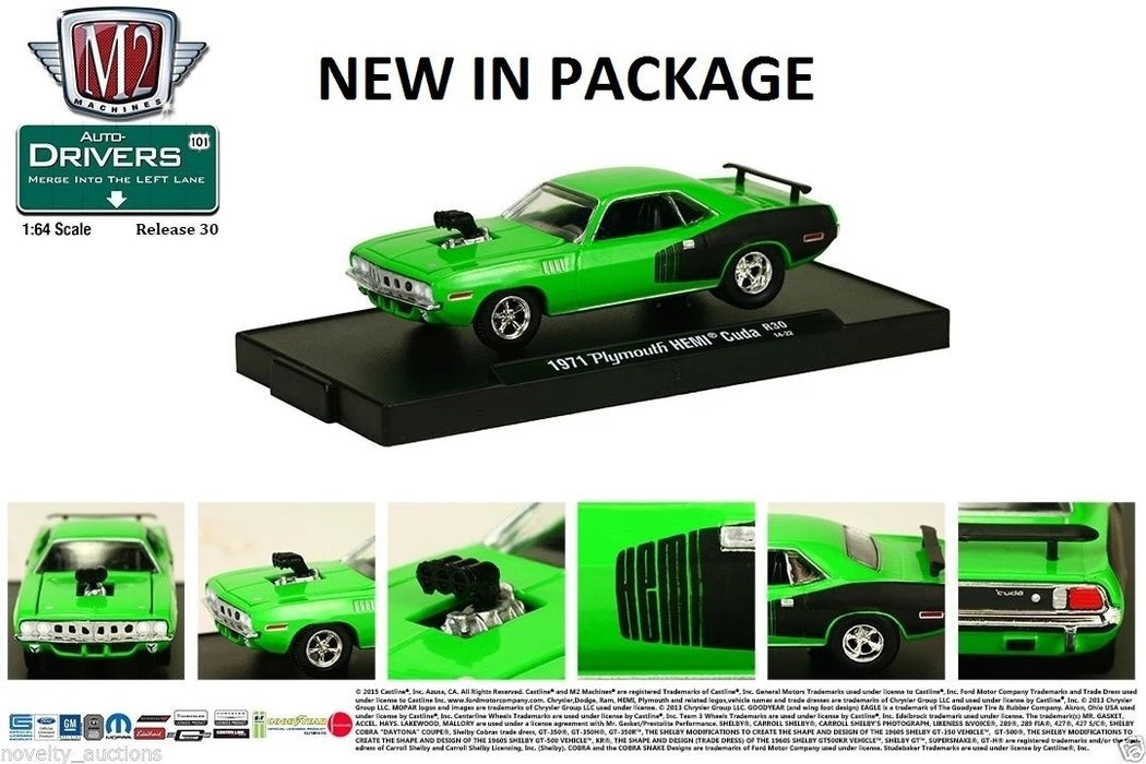 (Web Only) 1971 Plymouth Hemi Cuda  Green  - Auto-Drivers R 30 - M2 1:64 - 11228-30