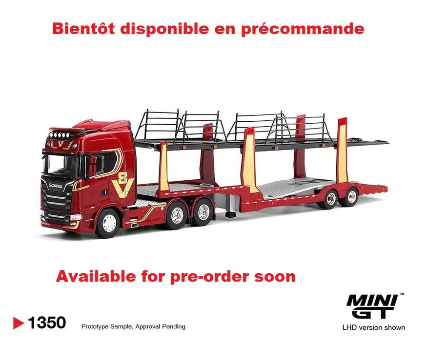 Scania 770S A6x4NA Car Transporter V8 50th anniversary - Car transporter - Red - Mini GT - 1:64 - MGT01350 Passion Diecast
