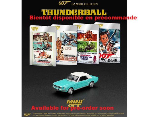 James Bond 007 Ford Mustang Convertible 1965 Thunderball - English Packaging - Mini GT - 1:64 - MGT00923-007E Passion Diecast