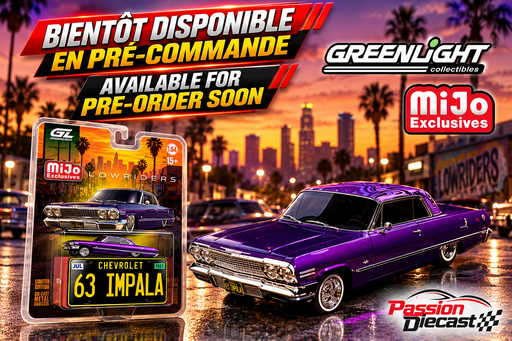 Lowriders 1963 Chevrolet Impala SS Mini Metal License Plate - Candy Purple - 1/64 Greenlight - 51757 C