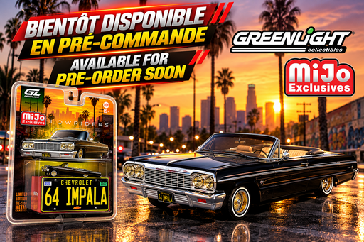 Lowriders 1964 Chevrolet Impala SS Convertible w/ Mini Metal License Plate - Black - 1/64 Greenlight - 51757 B