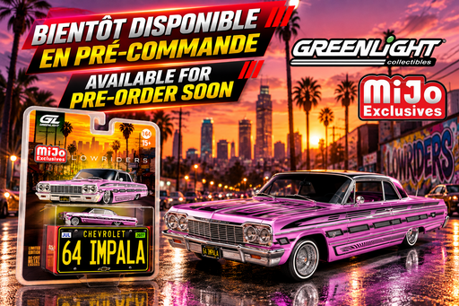 Lowriders 1964 Chevrolet Impala SS w/ Mini Metal License Plate - Pink - 1/64 Greenlight - 51757 A