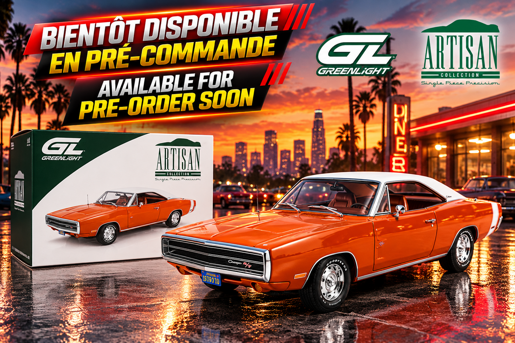 1970 Dodge Charger R/T in  EK2 Go Mango with White Vinyl Top - 1/18 - Greenlight - 19146  Passion Diecast