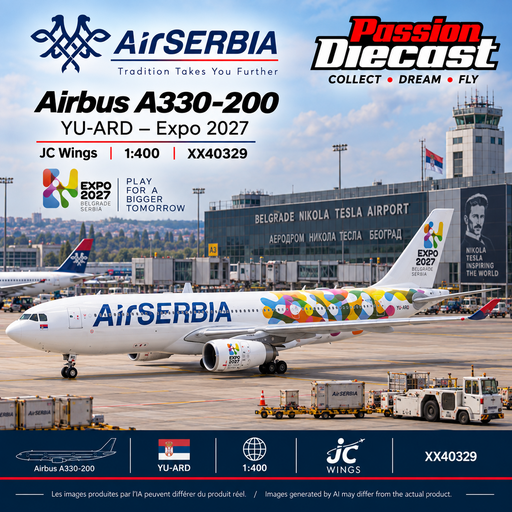Air Serbia  Airbus A330-200  YU-ARD - Expo 2027 / JC Wings / 1:400 / XX40329