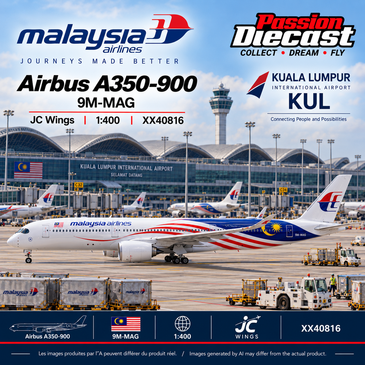 Malaysia Airlines Airbus A350-900 Diecast 1:400 JC Wings XX40816 ...