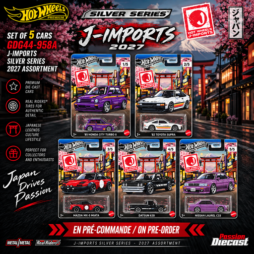 Hot Wheels 1:64  J-Imports Series 2027 Assortment SET OF 5 CARS - GDG44-958A Passion Diecast