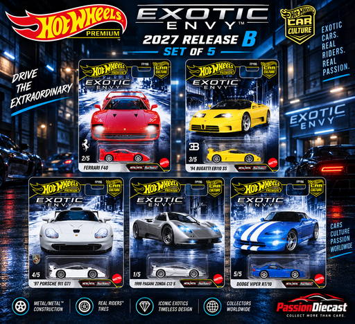 Car Culture 2027 - Exotic Envy Asst B - Release B Set Of 5 Cars - Hot Wheels 1:64 - FPY86-962B