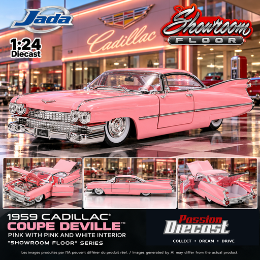 Montage illustratif Passion Diecast Cadillac Coupe DeVille 1959 Jada 38004