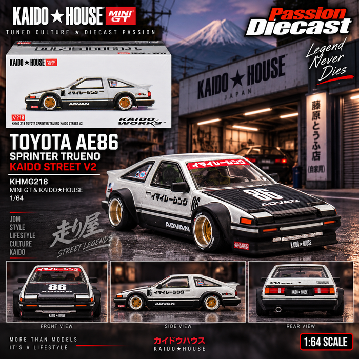 (Preorder) Toyota AE86 Sprinter Trueno Kaido Street V2 - Mini GT & Kaido★House 1/64 - KHMG218