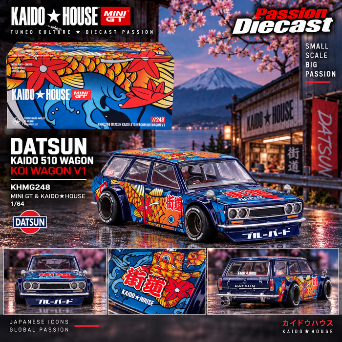 Datsun KAIDO 510 Wagon Koi Wagon V1 - Mini GT & Kaido★House 1/64 - KHMG248