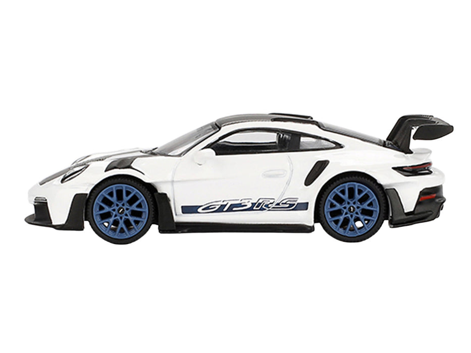 (Preorder) Porsche 911 (992) GT3 RS Weissach Package White with Indigo Blue - Mini GT - 1:64 - MGT00853