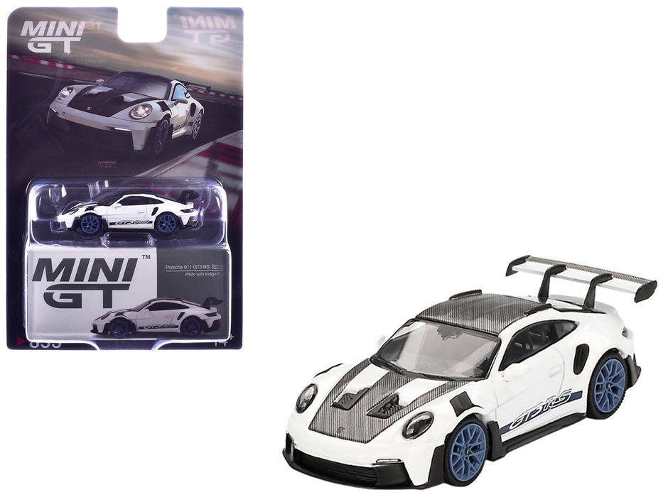(Preorder) Porsche 911 (992) GT3 RS Weissach Package White with Indigo Blue - Mini GT - 1:64 - MGT00853