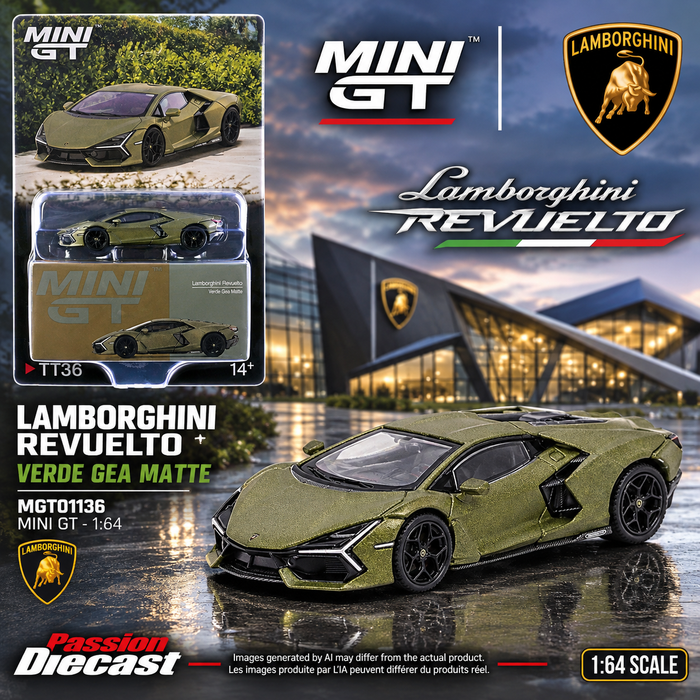 (Preorder) Lamborghini Revuelto - Verde Gea Matte Green - Mini GT - 1:64 - MGT01136
