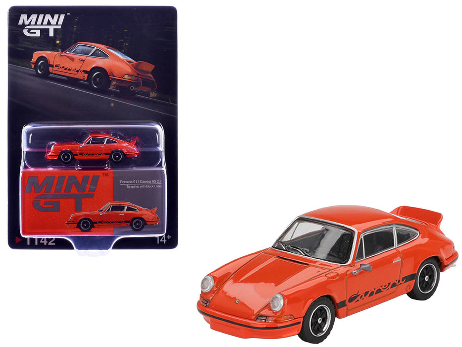 (Preorder) Porsche 911 Carrera RS 2.7 - Tangerine with Black Livery - Mini GT - 1:64 - MGT01142