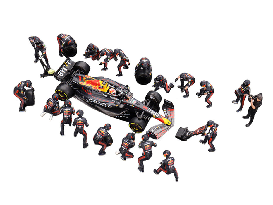 (Preorder) Oracle Red Bull Racing RB19 No.1 Max Verstappen 2023 F1 Japanese Grand Prix Pit Crew Set - Mini GT - 1/64 - MGTS0014