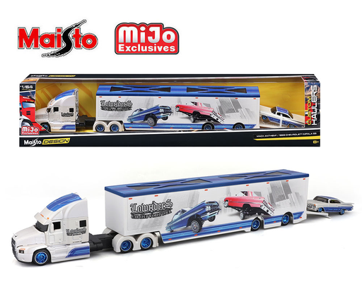 Photo du produit Maisto MiJo Exclusives Design Transporters Lowriders Mack Anthem et Chevrolet Impala SS 1959 – 12420-MJS01