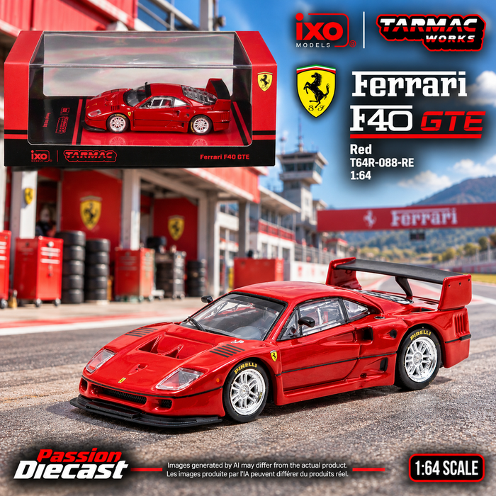 (Preorder) Ferrari F40 GTE - Red - Tarmac Works - 1/64 - T64R-088-RE